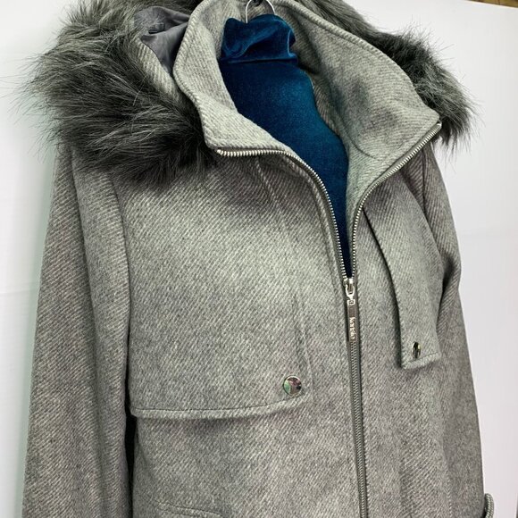 Kensie Winter Coat Medium Faux Fur Removable Hood Gray NWT - Picture 5 of 12